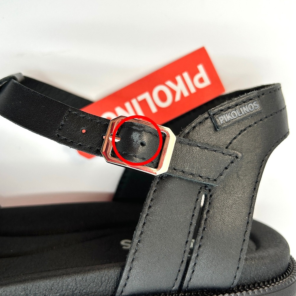 Womens Sandals Pikolinos Navia Size 6.5-7 Black Leather Fisherman Sandals NEW - Picture 7 of 8